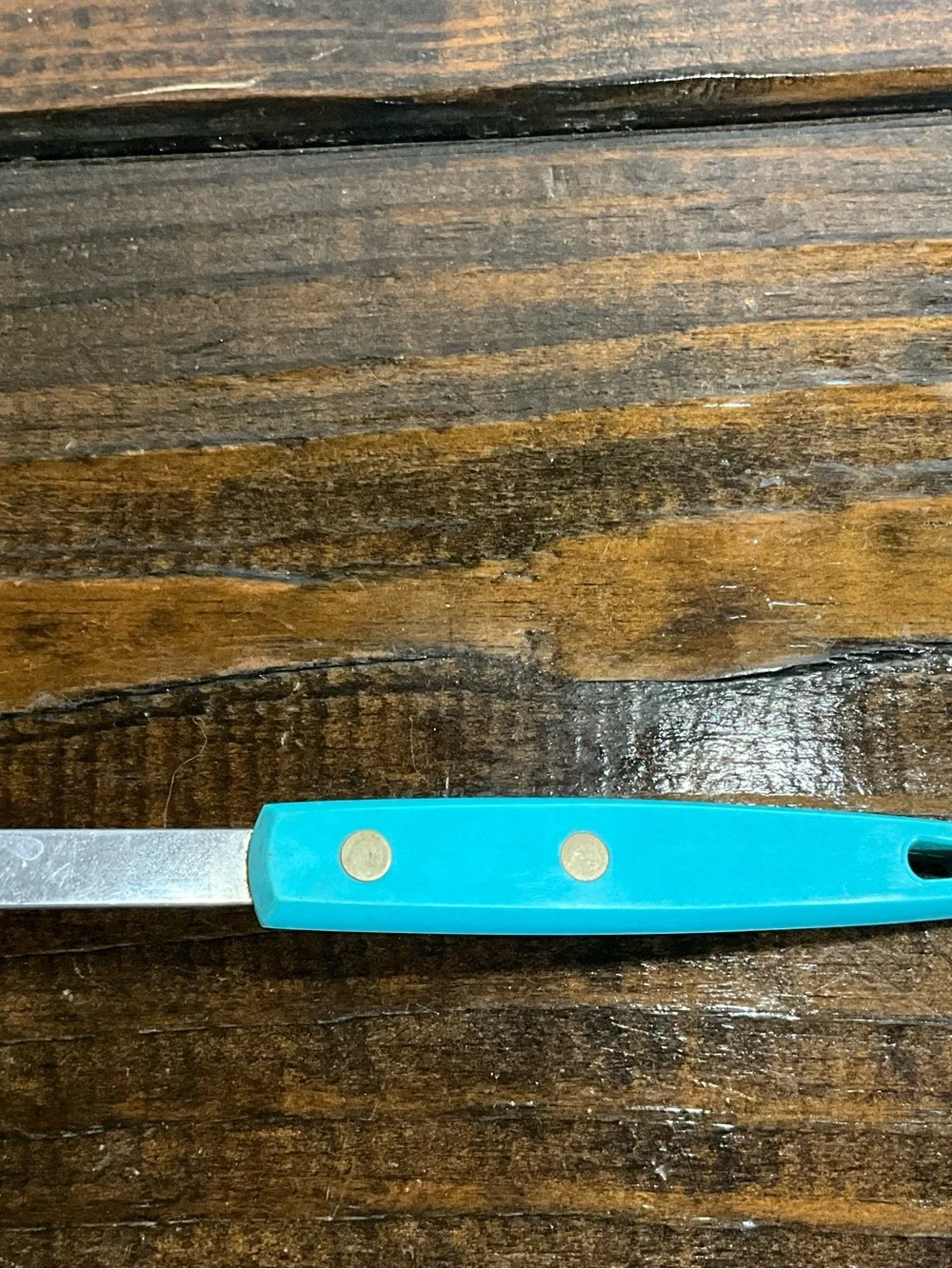 Vintage EKCO Forge Stainless Steel Ladle with Turquoise Blue Handle MCM